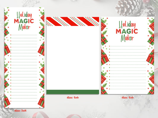 Holiday Magic Maker Notepad Set – Christmas List Bundle | Festive Notepad | Holiday Stationery