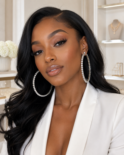Oversized Rhinestone Hoop Earrings – Gold or Silver