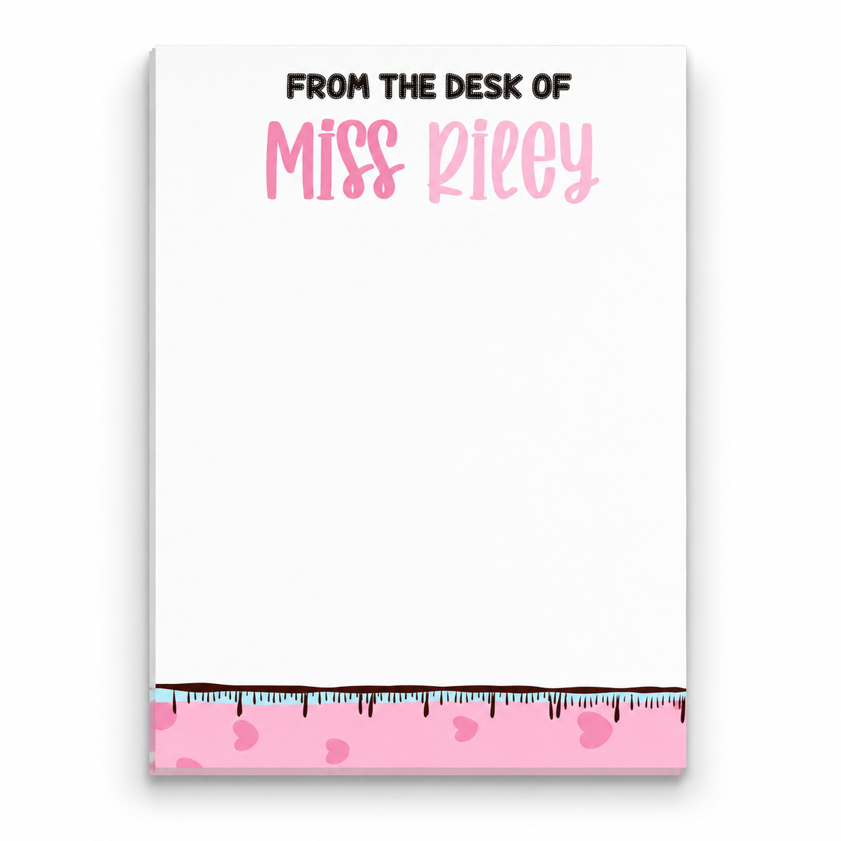 Personalized Teacher Notepad – Sweetheart Ruler Drip