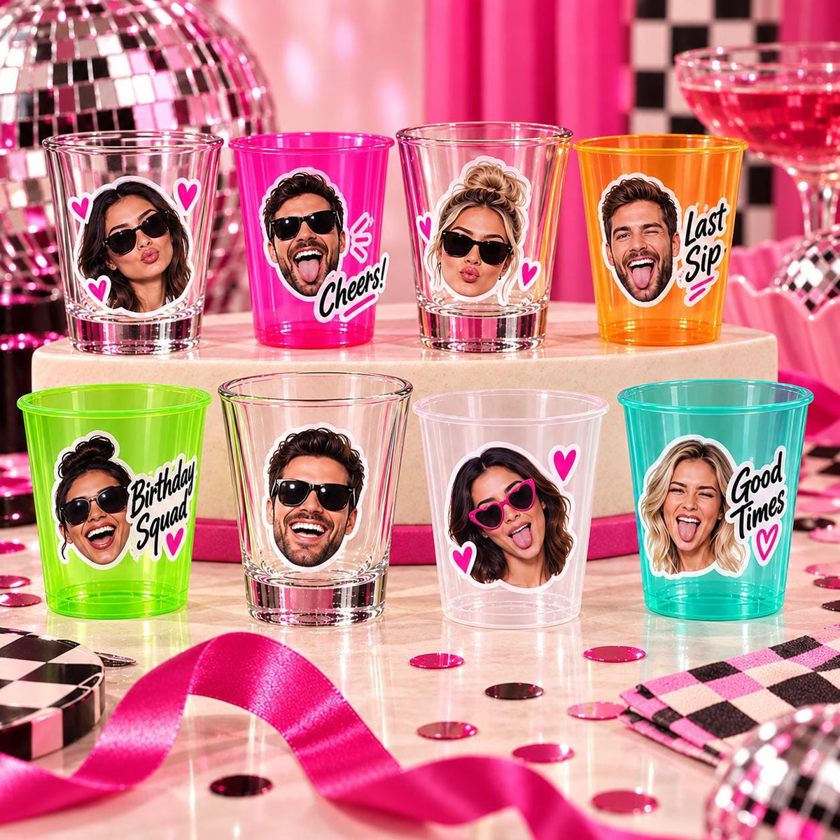 Custom Face Shot Glasses | Personalized Photo Party Cups