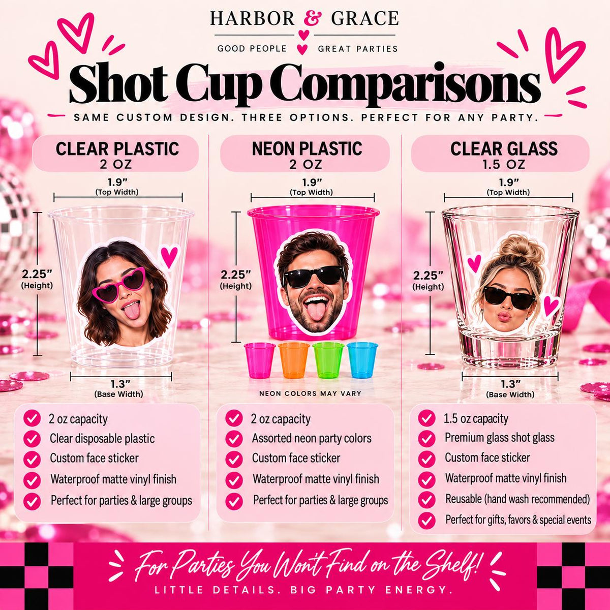 Custom Face Shot Glasses | Personalized Photo Party Cups