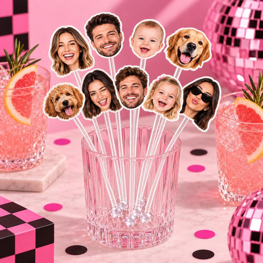 Custom Face Drink Stirrers | Personalized Photo Swizzle Sticks