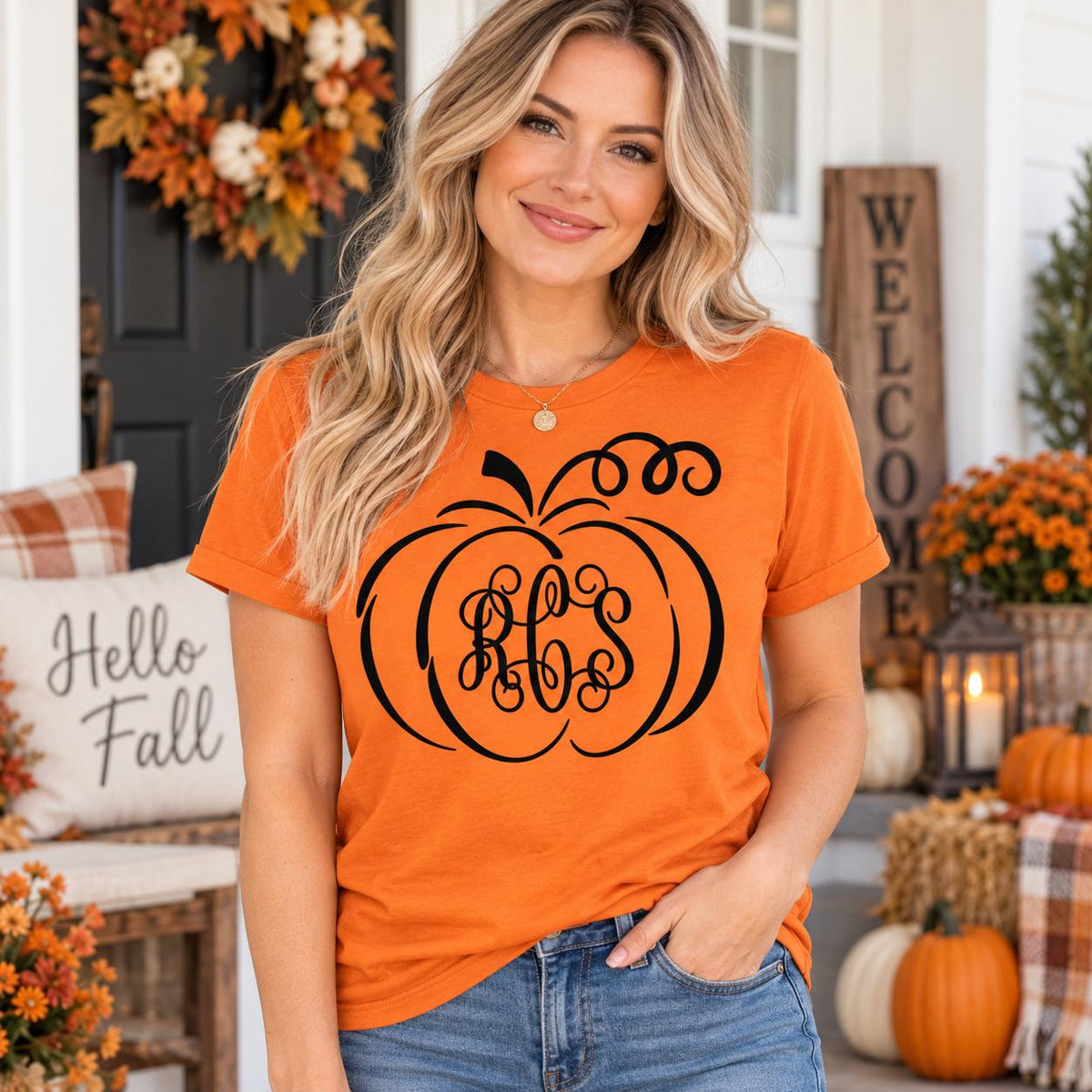 Personalized Pumpkin Monogram Shirt | Custom Fall Tee or Sweatshirt