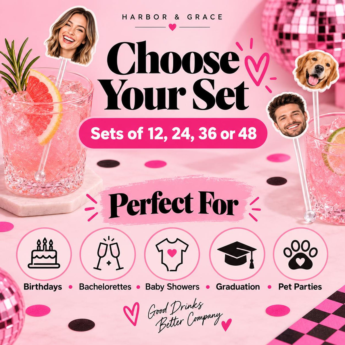 Custom Face Drink Stirrers | Personalized Photo Swizzle Sticks