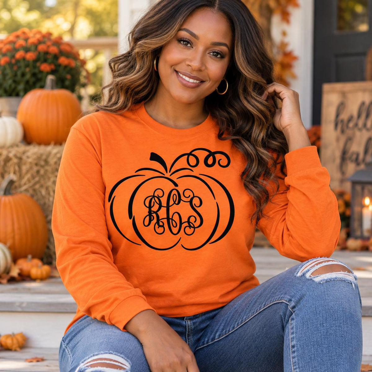 Personalized Pumpkin Monogram Shirt | Custom Fall Tee or Sweatshirt