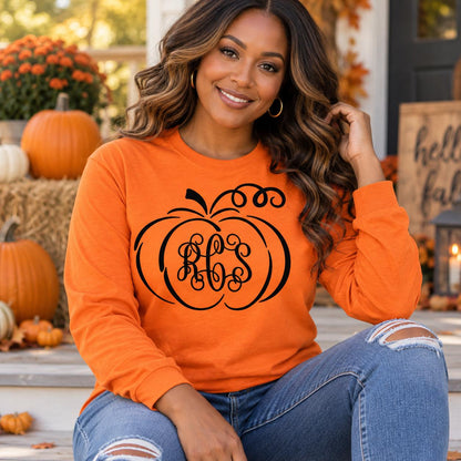 Personalized Pumpkin Monogram Shirt | Custom Fall Tee or Sweatshirt