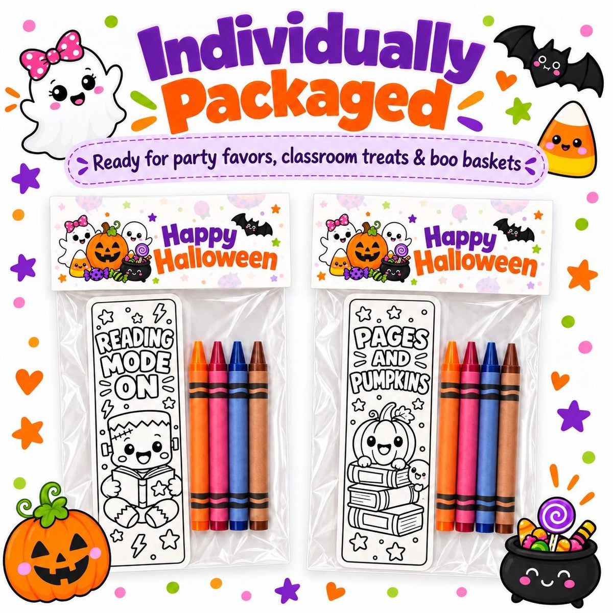 Halloween Coloring Bookmark Kit | Non-Candy Classroom Favors