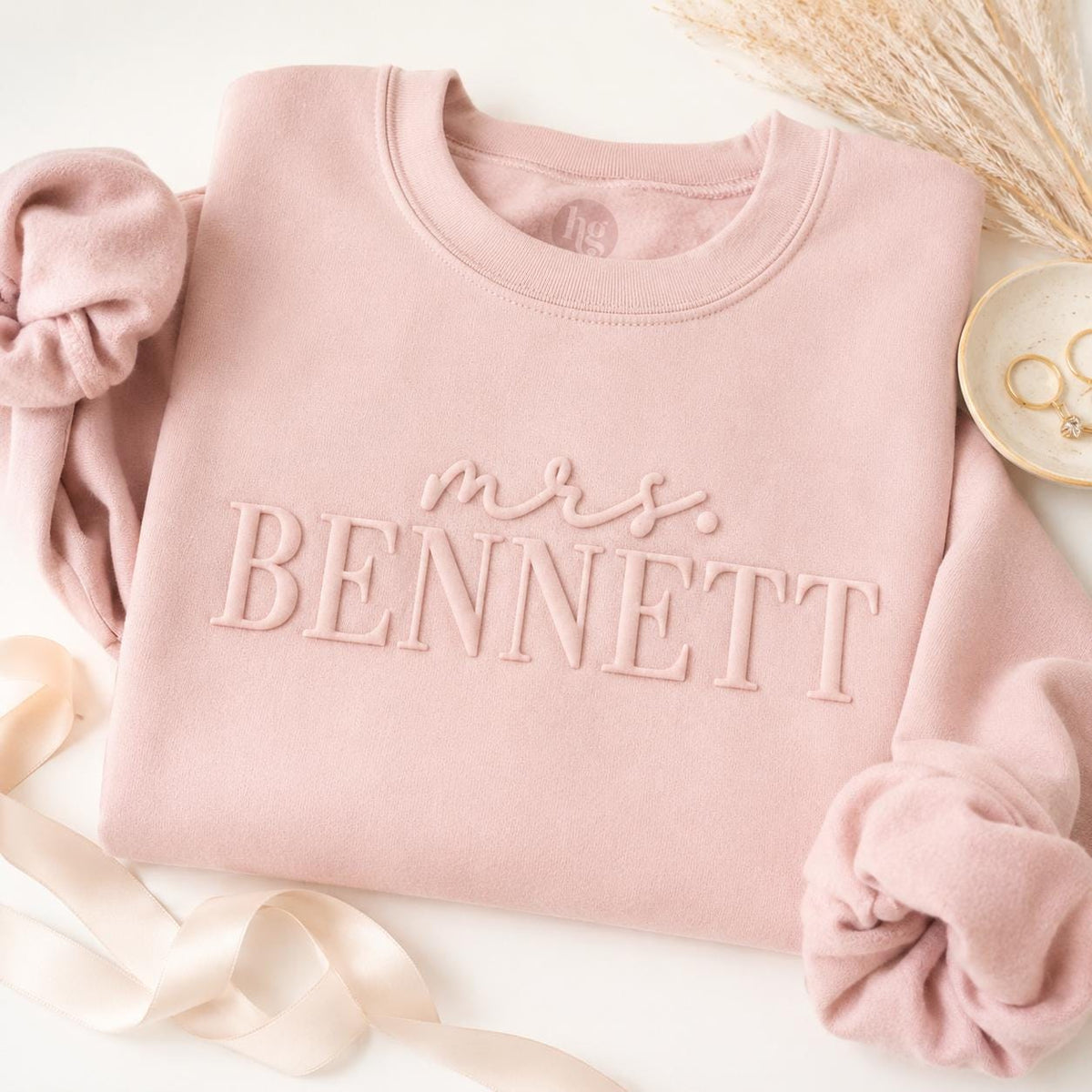 Personalized Puff Mrs. Sweatshirt | Custom Bride Crewneck