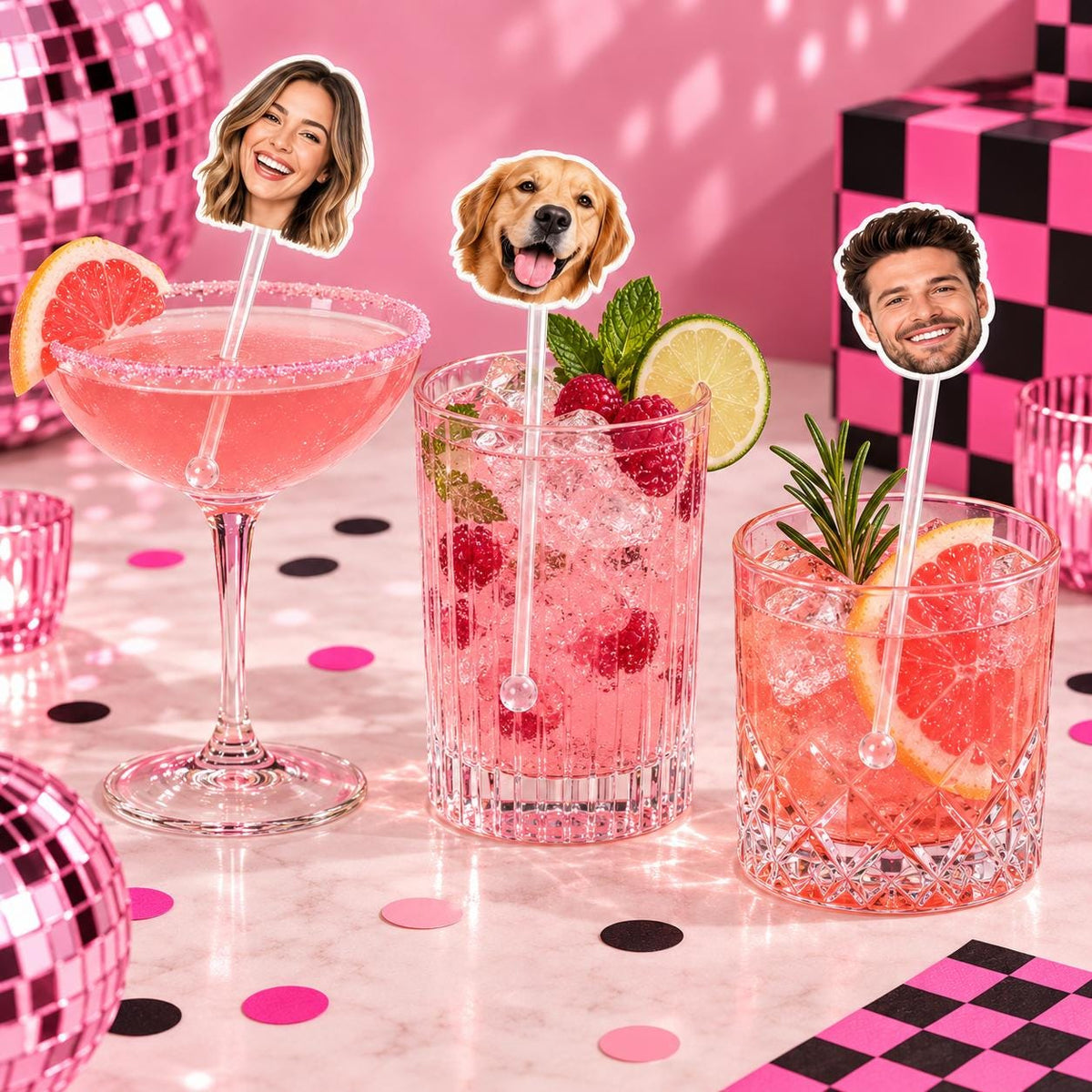 Custom Face Drink Stirrers | Personalized Photo Swizzle Sticks