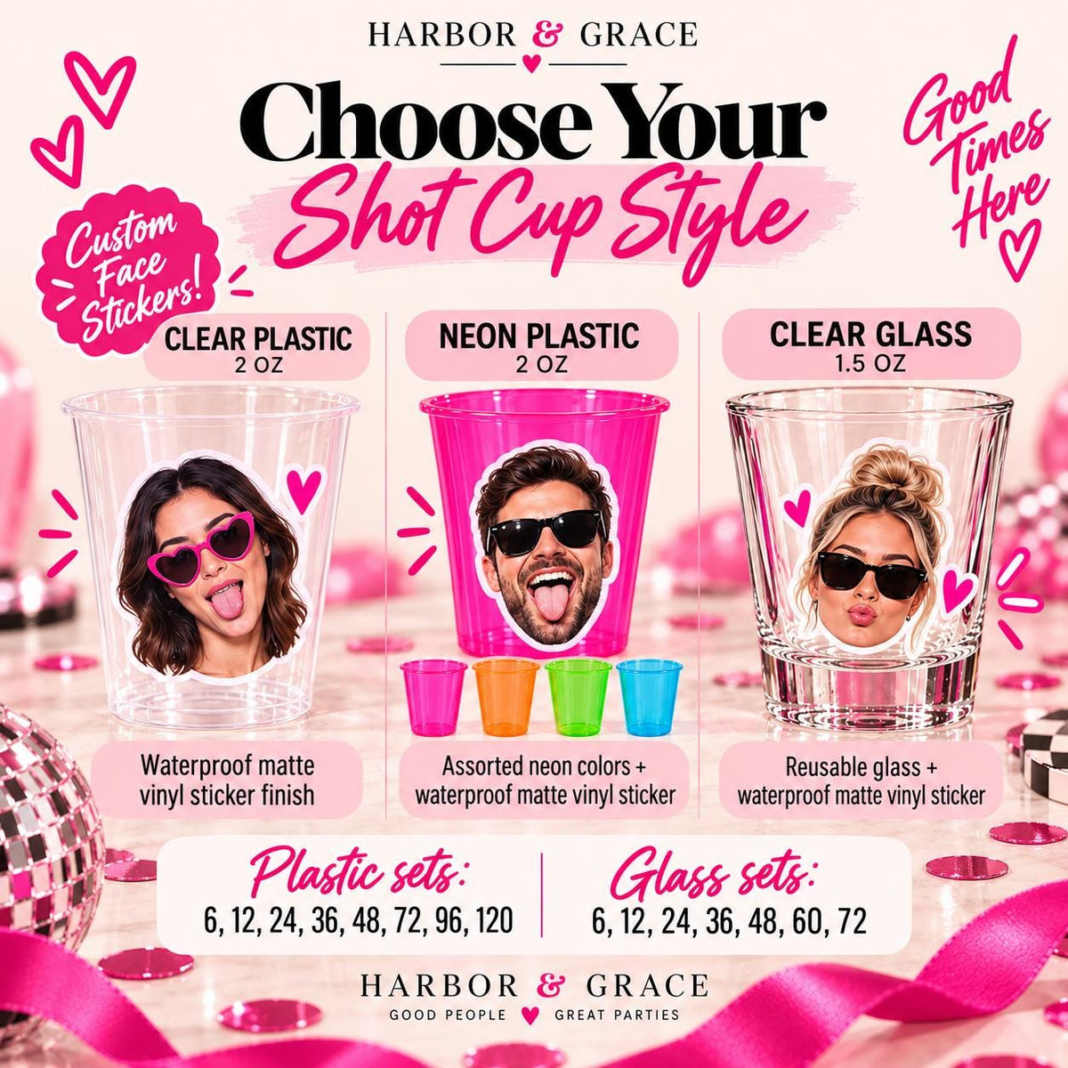 Custom Face Shot Glasses | Personalized Photo Party Cups