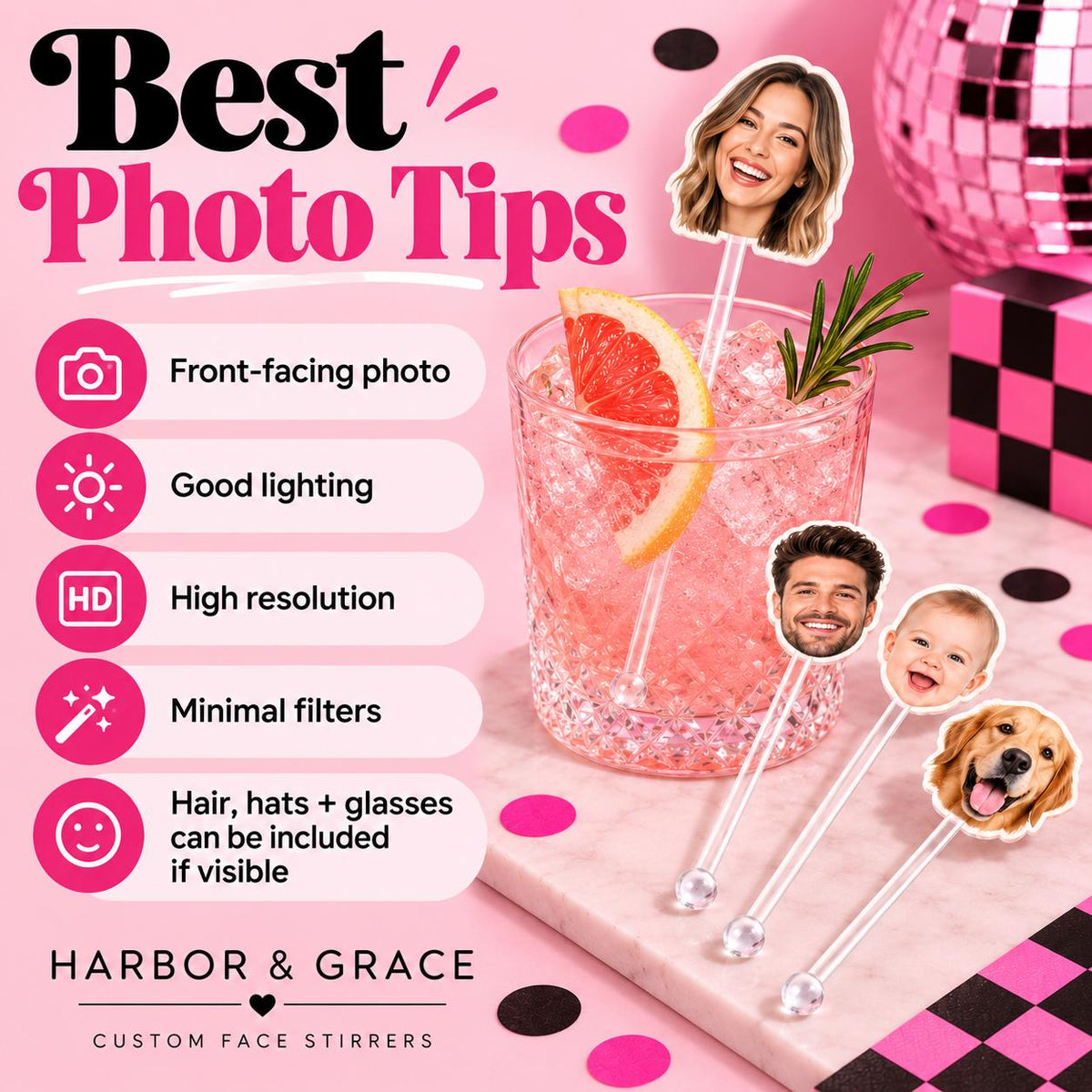 Custom Face Drink Stirrers | Personalized Photo Swizzle Sticks