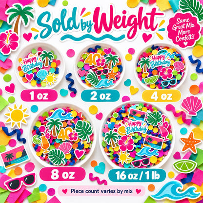 Tropical Birthday Babe Confetti Mix | Custom Age Party Toss