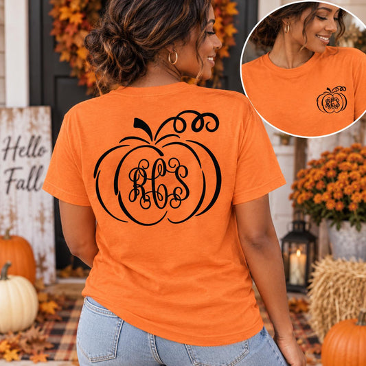 Personalized Pumpkin Monogram Shirt | Custom Fall Tee or Sweatshirt