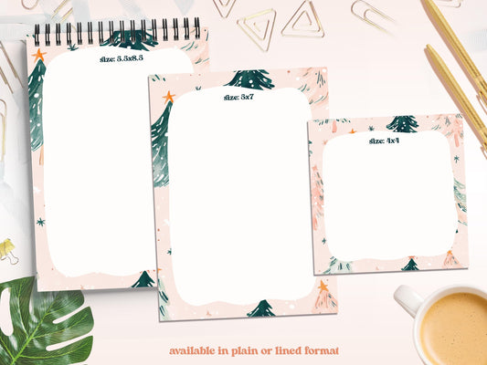 Pink Christmas Tree Notepad Set