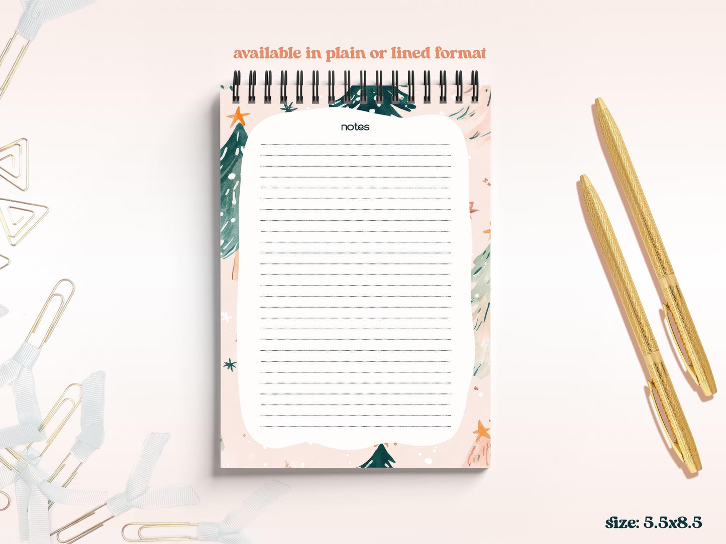 Pink Christmas Tree Notepad Set