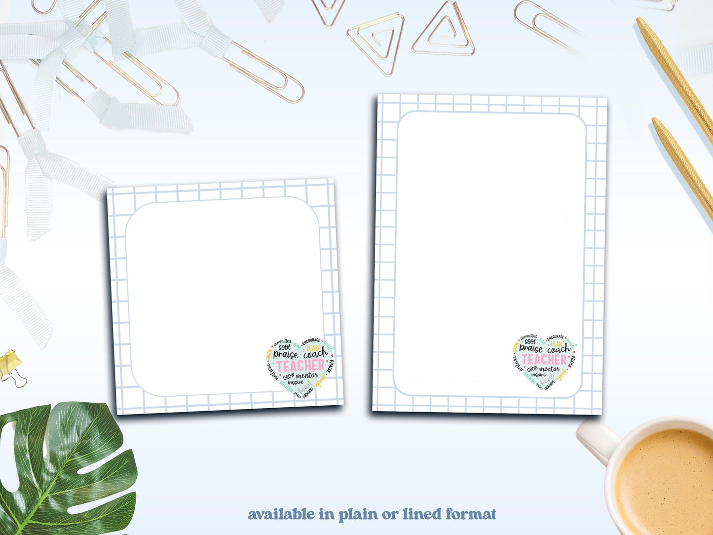 Blue Grid Teacher Notepad Collection – Classroom Stationery Set