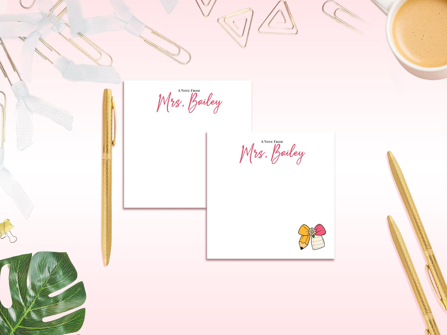 Personalized Pencil Bow Teacher Notepad