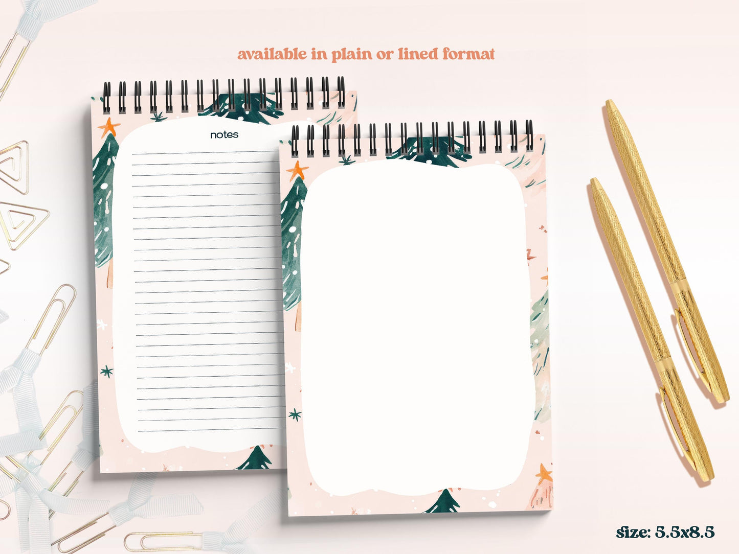 Pink Christmas Tree Notepad Set