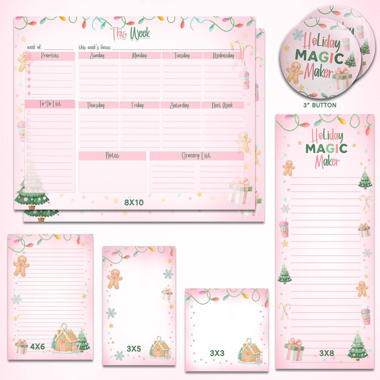 Pink Magic Maker™ 3×3 Notes – Mini Holiday Pad