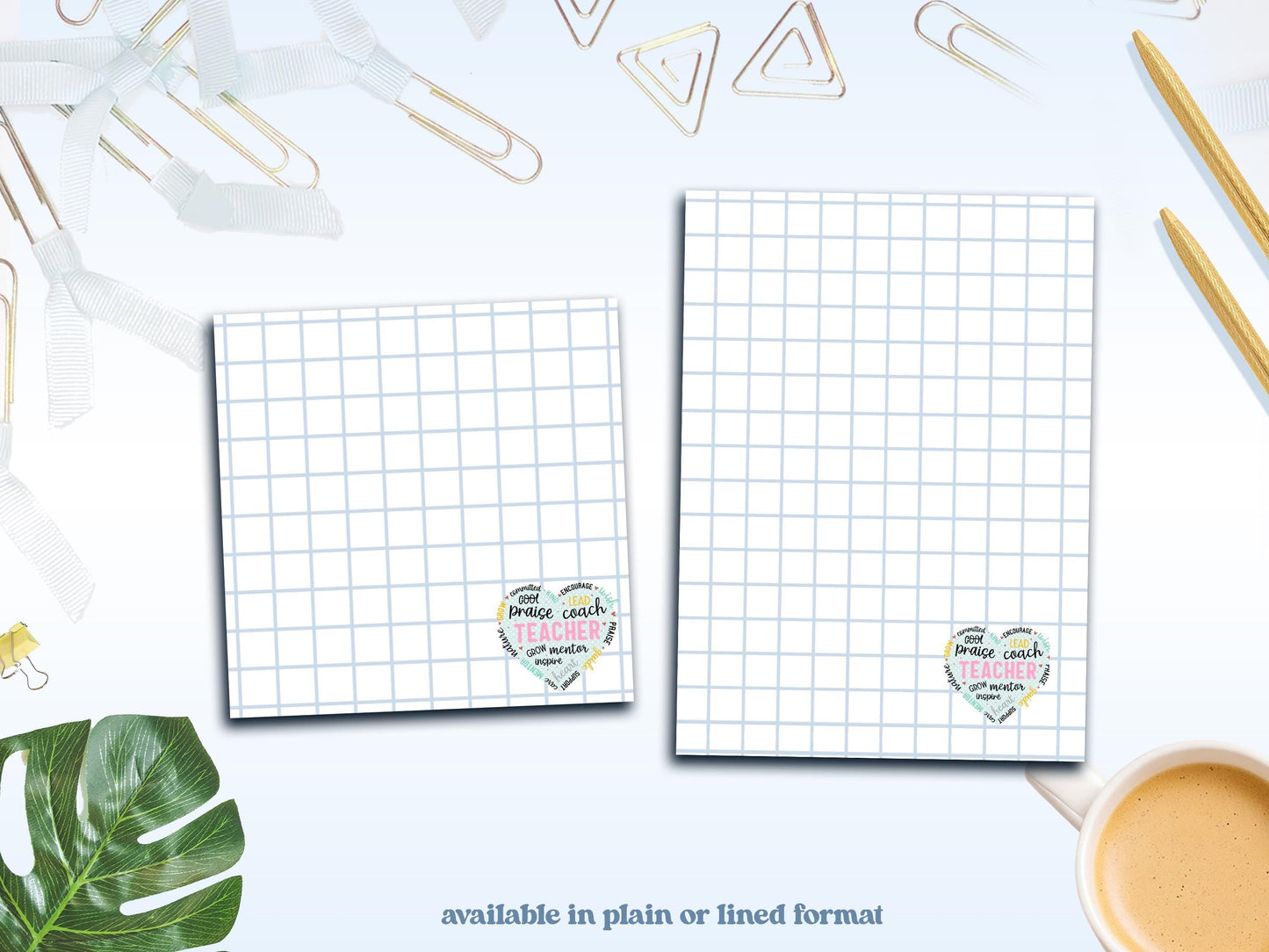 Blue Grid Teacher Notepad Collection – Classroom Stationery Set