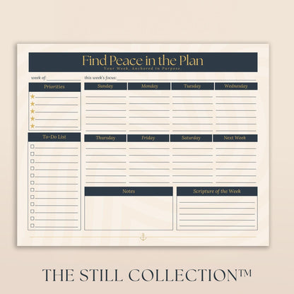 Christian Weekly Desk Pad - Find Peace in the Plan Faith Planner