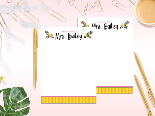 Personalized “From the Desk Of” Teacher Notepad