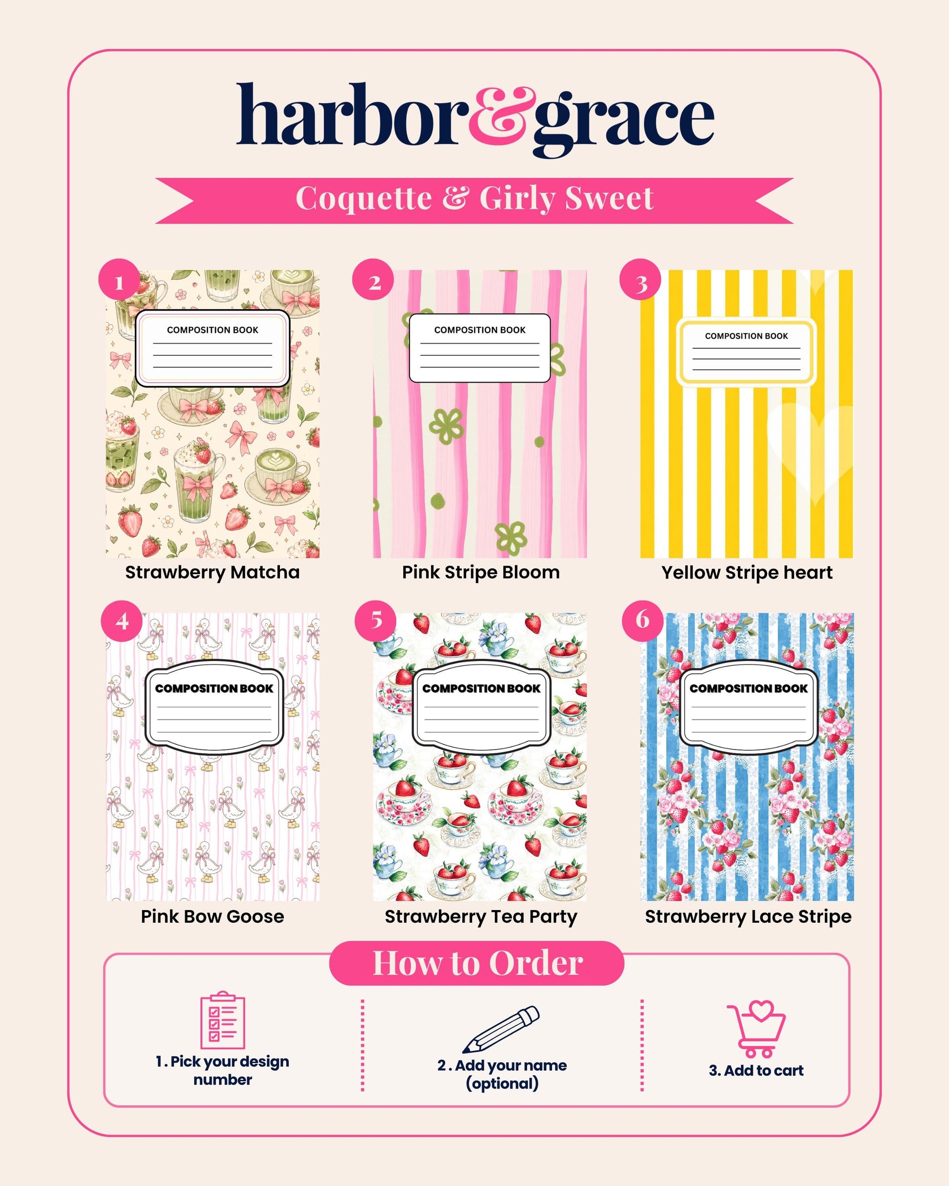 Coquette & Girly Composition Notebook product photo 3