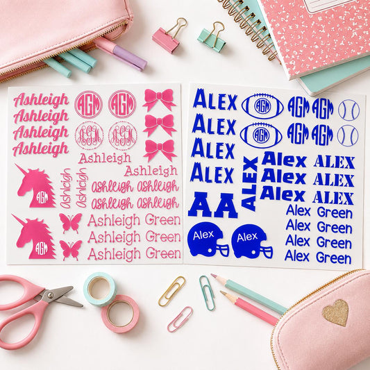 Personalized Vinyl Name Decal Sheet by Harbor & Grace