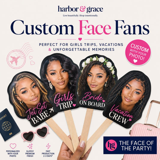 Custom Photo Face Fans by Harbor & Grace