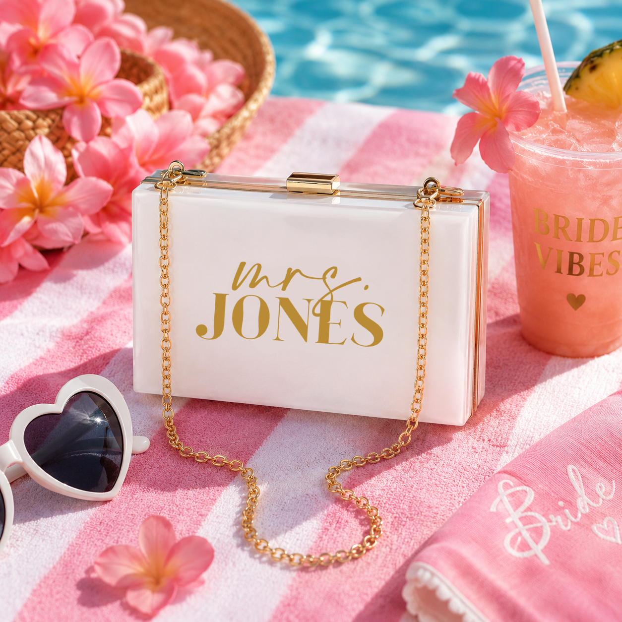 Personalized Mrs. Acrylic Bridal Clutch Purse