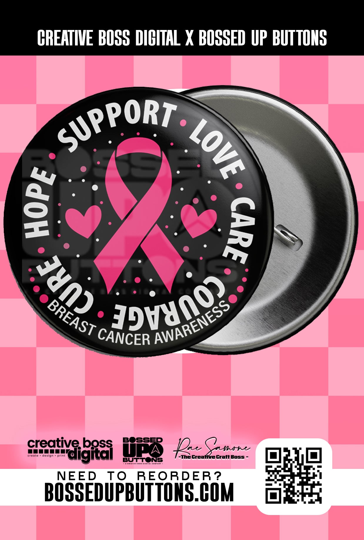 Breast Cancer Awareness Buttons | Pink Ribbon Pins